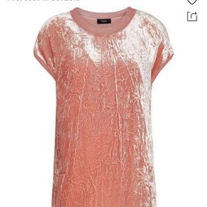 Theory Crushed Velvet Tee in Antique Rose
